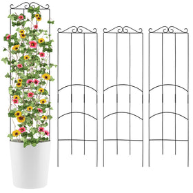ANCOUUIN 4 Pack 32'' indoor trellis, rectangular black design supports houseplants and vines.