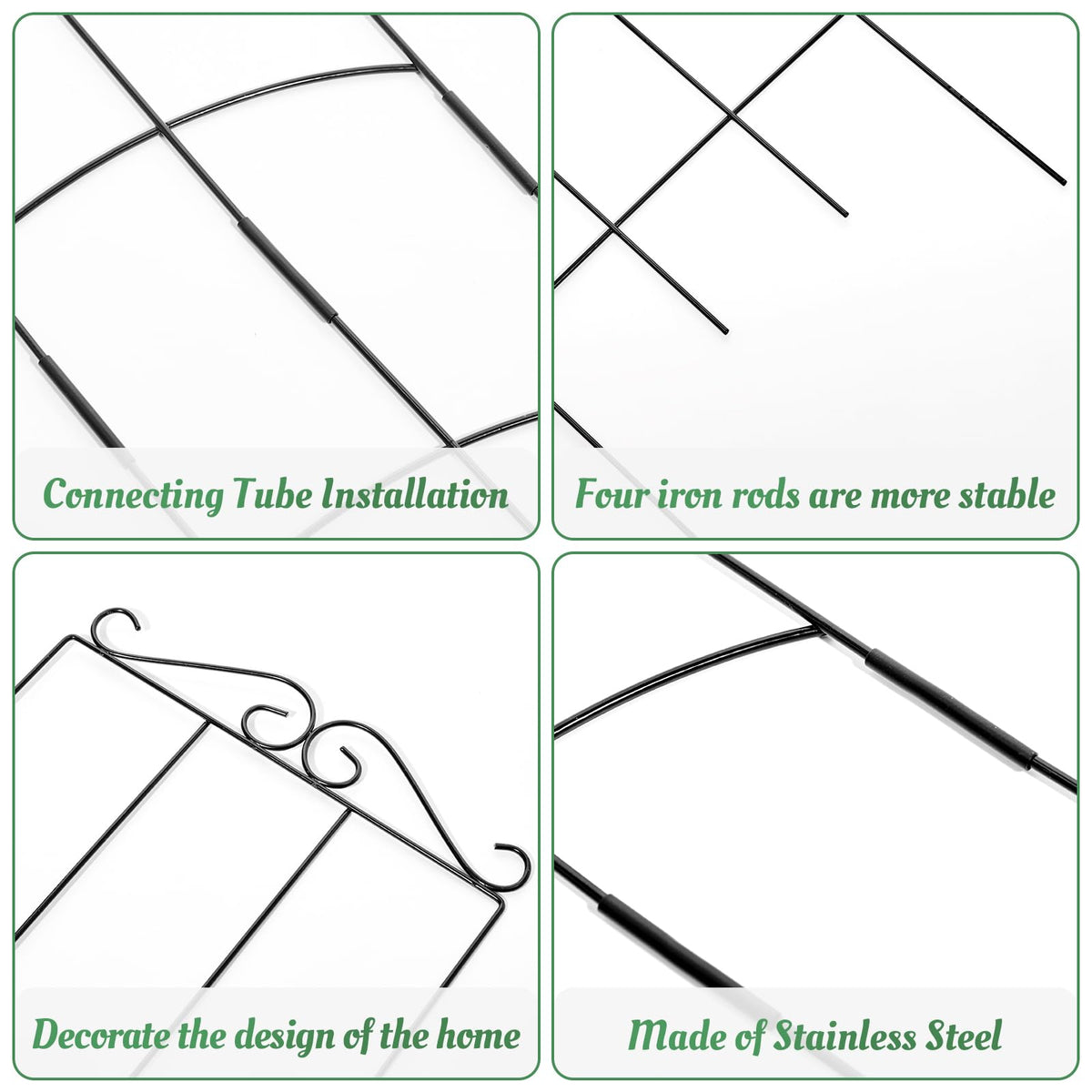 ANCOUUIN 4 Pack 32'' trellis with splicing design adjusts height for different plants.