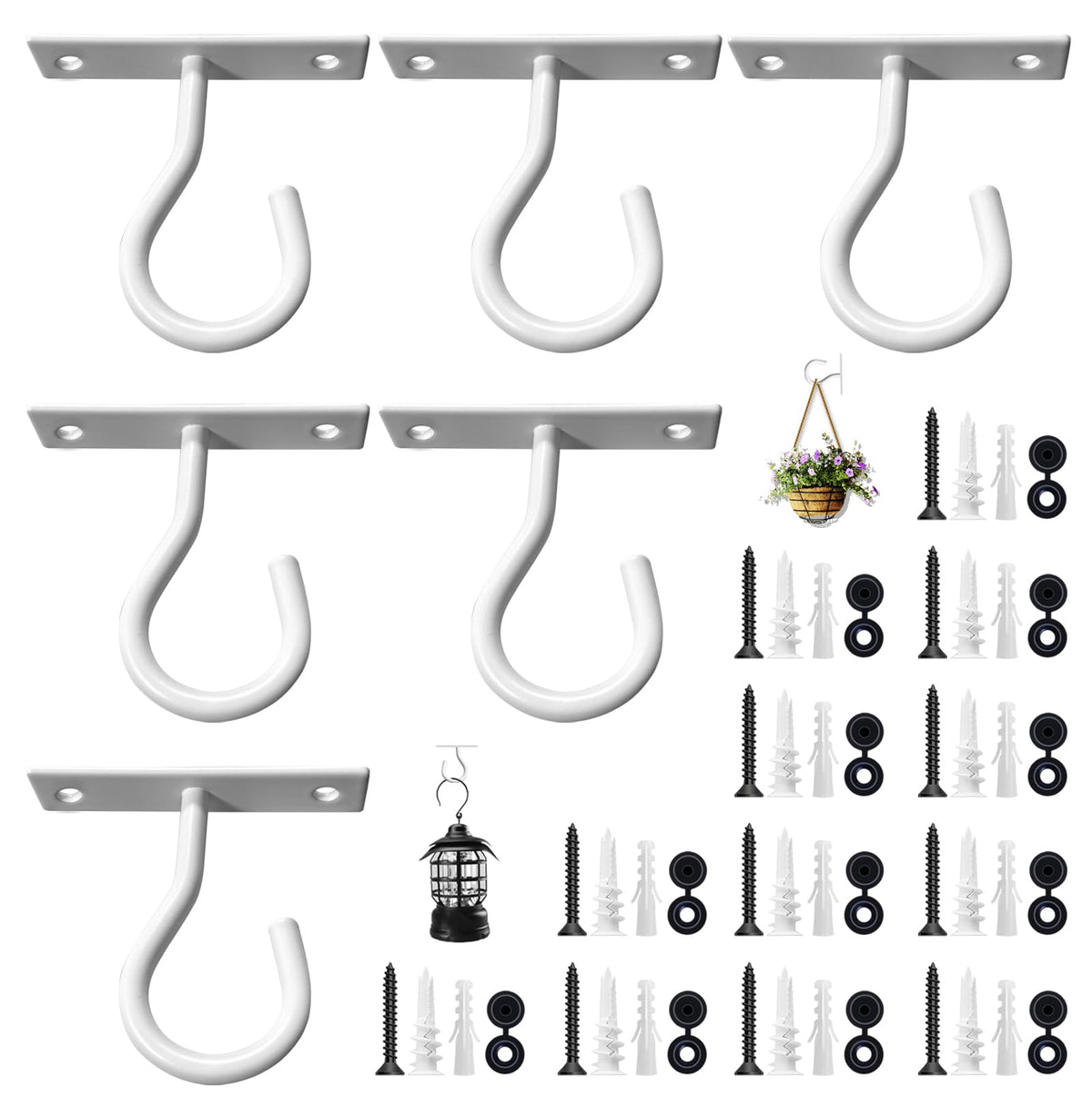 AnDock 6Pack ceiling hook for hanging plants, sturdy and space-saving for interior or exterior use.