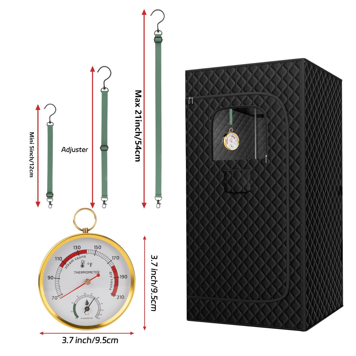 Andelov hygrometer dial display offers clear humidity readings for comfortable steam sessions.