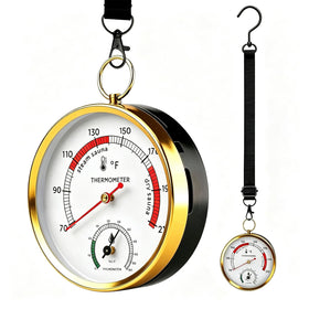 Andelov sauna thermometer with lanyard reading accurate temps inside or outside the sauna.