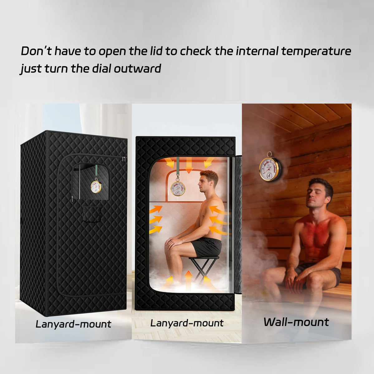 Andelov temperature humidity readout helps monitor sauna heat and moisture levels precisely.