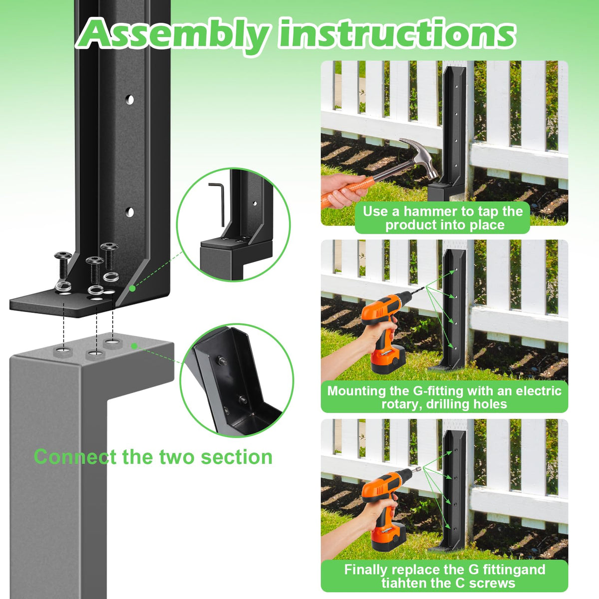 ANDENLEY easy installation via hammer-driven stake and bracket.