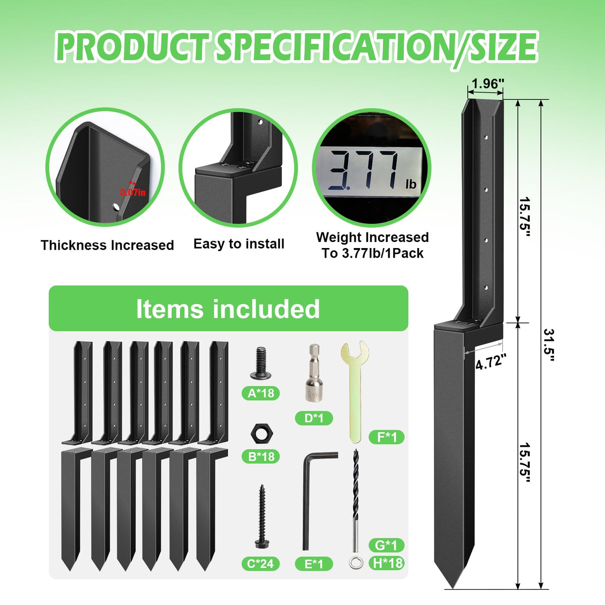 ANDENLEY heavy-duty-steel-stakes ensure long-lasting fence support.