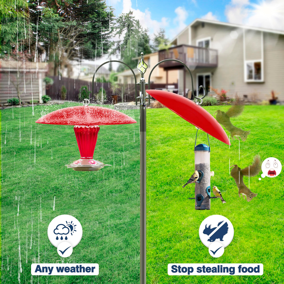 Andergi bright red dome guard adds visibility and charm to feeders.