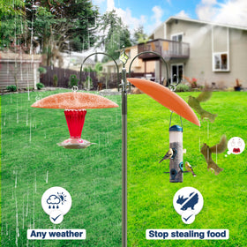 Andergi dome cover for bird feeder shields rain and debris while blending with outdoor decor