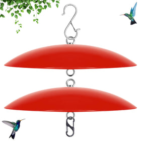 andergi hummingbird feeder dome cover 12-inch red shields nectar from rain and debris.