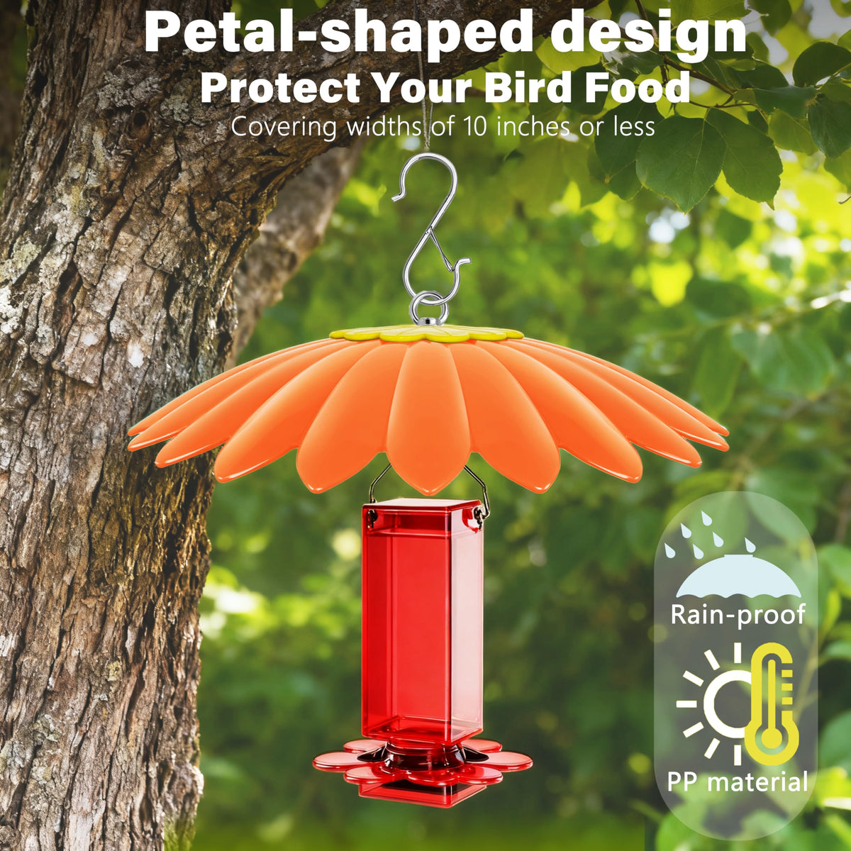 andergi rain guard for bird feeder shields nectar from precipitation