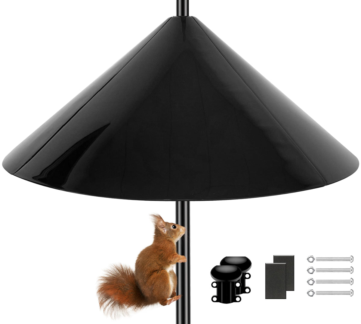 Andergi Squirrel Baffle 19-inch wide protects bird seed while birds feed undisturbed
