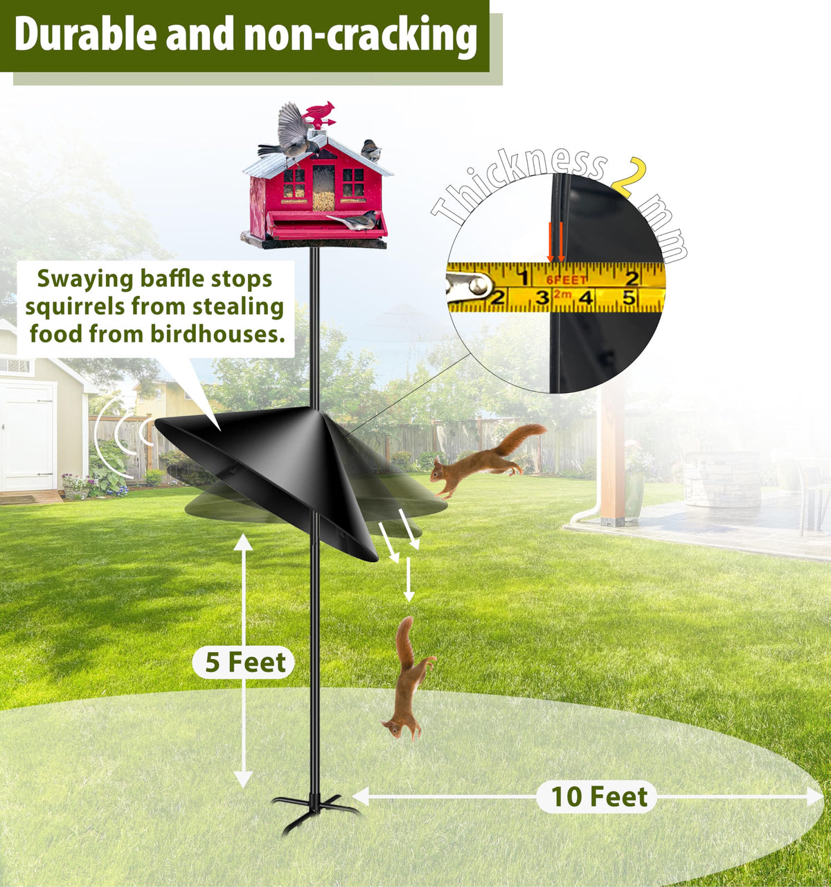 Andergi Squirrel Baffle 4 mm thick for durable outdoor use