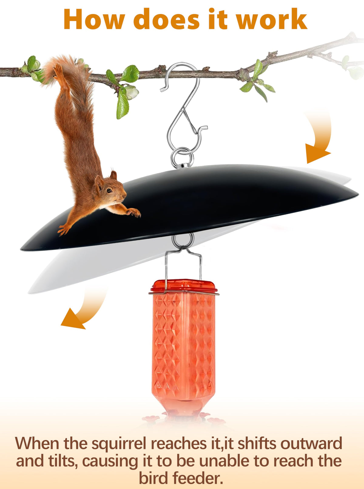 Andergi squirrel-deterrent umbrella helps protect birdseed from raiding paws.