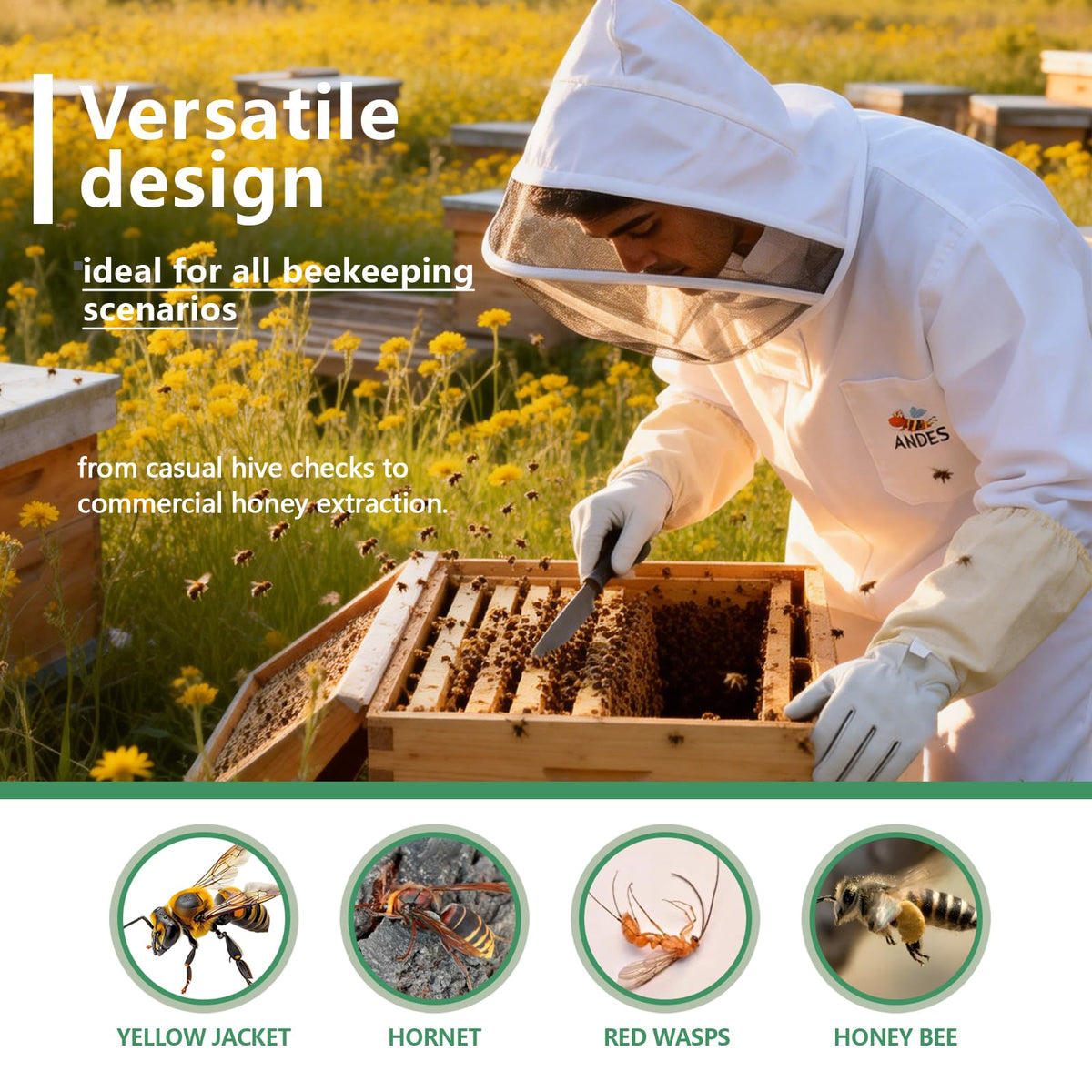 ANDES bee suit ideal for honey harvest and routine hive checks
