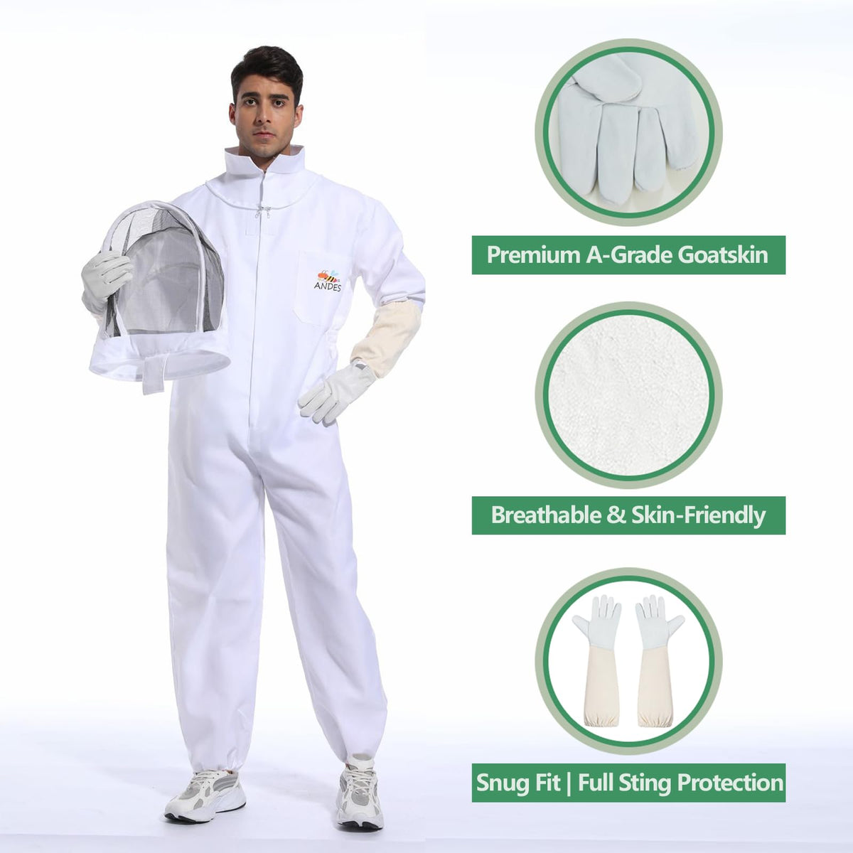 ANDES bee suit polycotton fabric balances protection and breathability