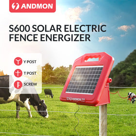 ANDMON 50 Miles Solar Fence Charger panel installation highlights eco-friendly energy usage.