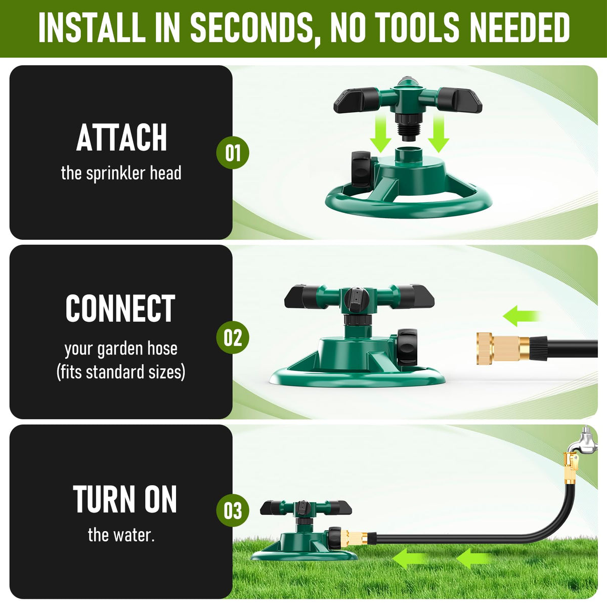 ANDVANA adjustable-range sprinkler works across different water pressures for versatile use.