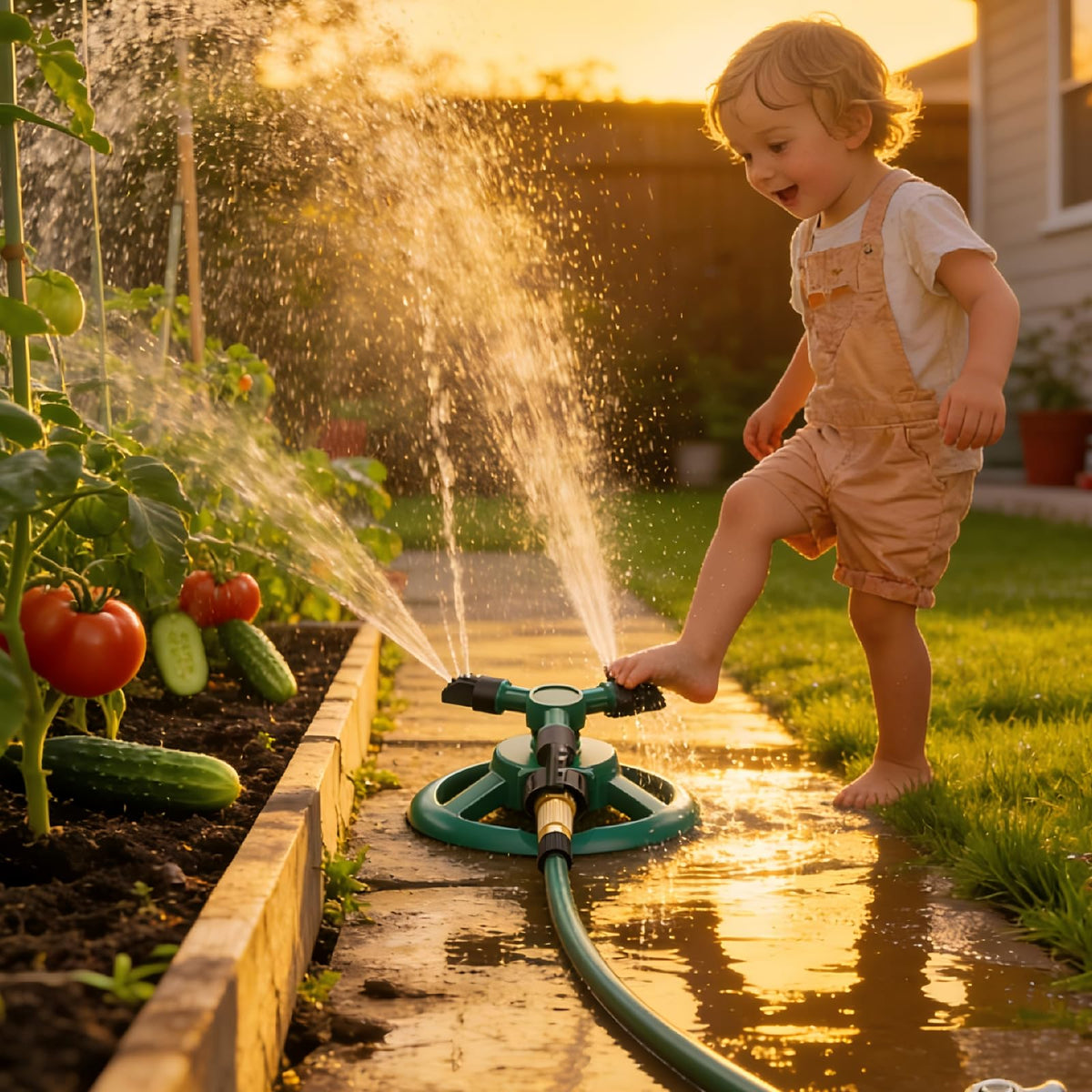 ANDVANA all-purpose sprinkler for morning, evening, and weekend yard maintenance.