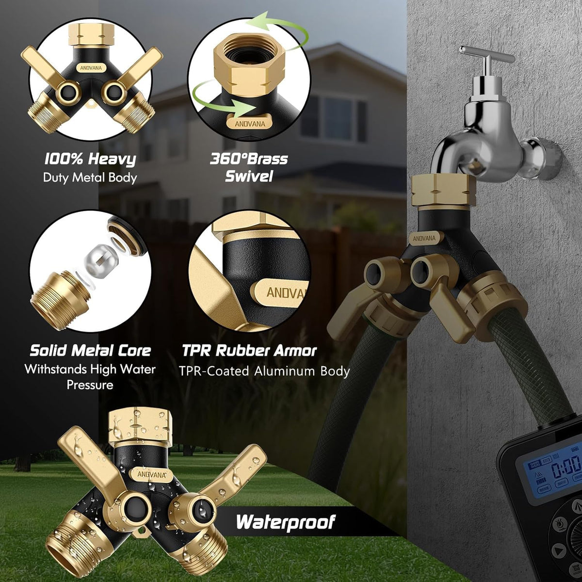 Andvana splitter with independent valves for simultaneous watering control
