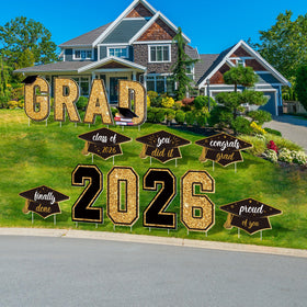 Aneco front yard display boosts curb appeal for graduation parties.