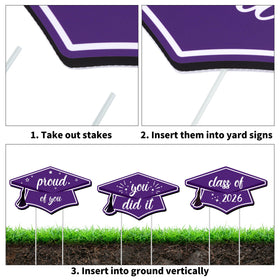 Aneco purple graduation cap element sign accents the celebration