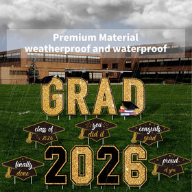 Aneco grad yard signs clearly spell 2026 GRAD for events.