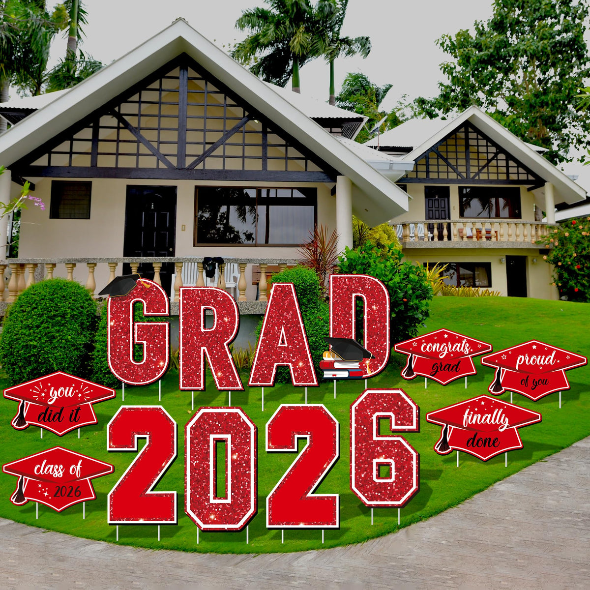Aneco graduation yard sign 2026 red letters ready for outdoor display.