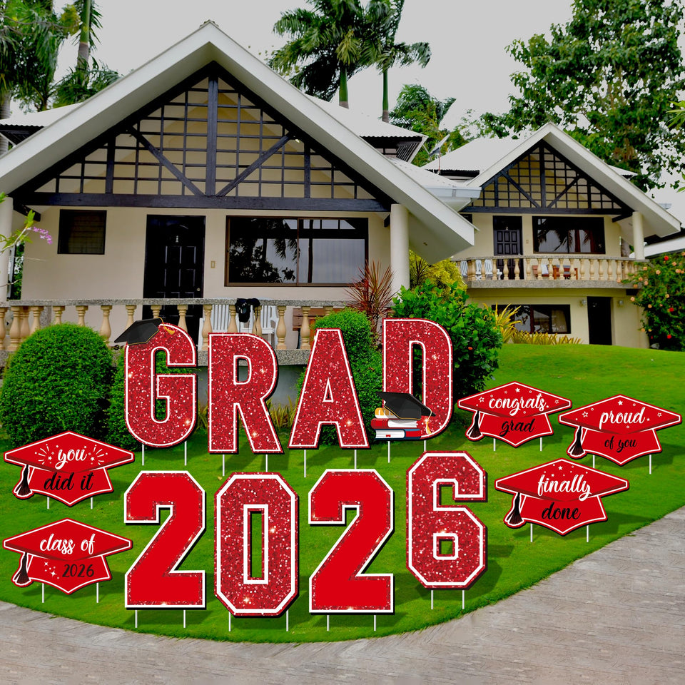 Aneco graduation yard sign 2026 red letters ready for outdoor display.