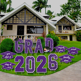 Aneco purple grad yard sign 2026, 16 inch, perfect for outdoor party visibility