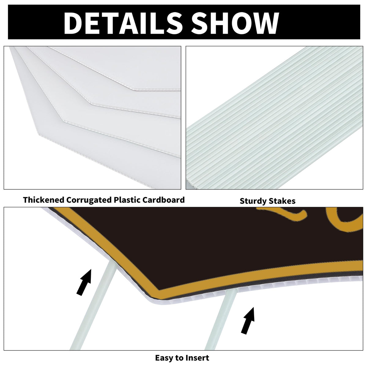 Aneco waterproof grad signs withstand rainy outdoor use.