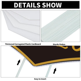 Aneco waterproof grad signs withstand rainy outdoor use.