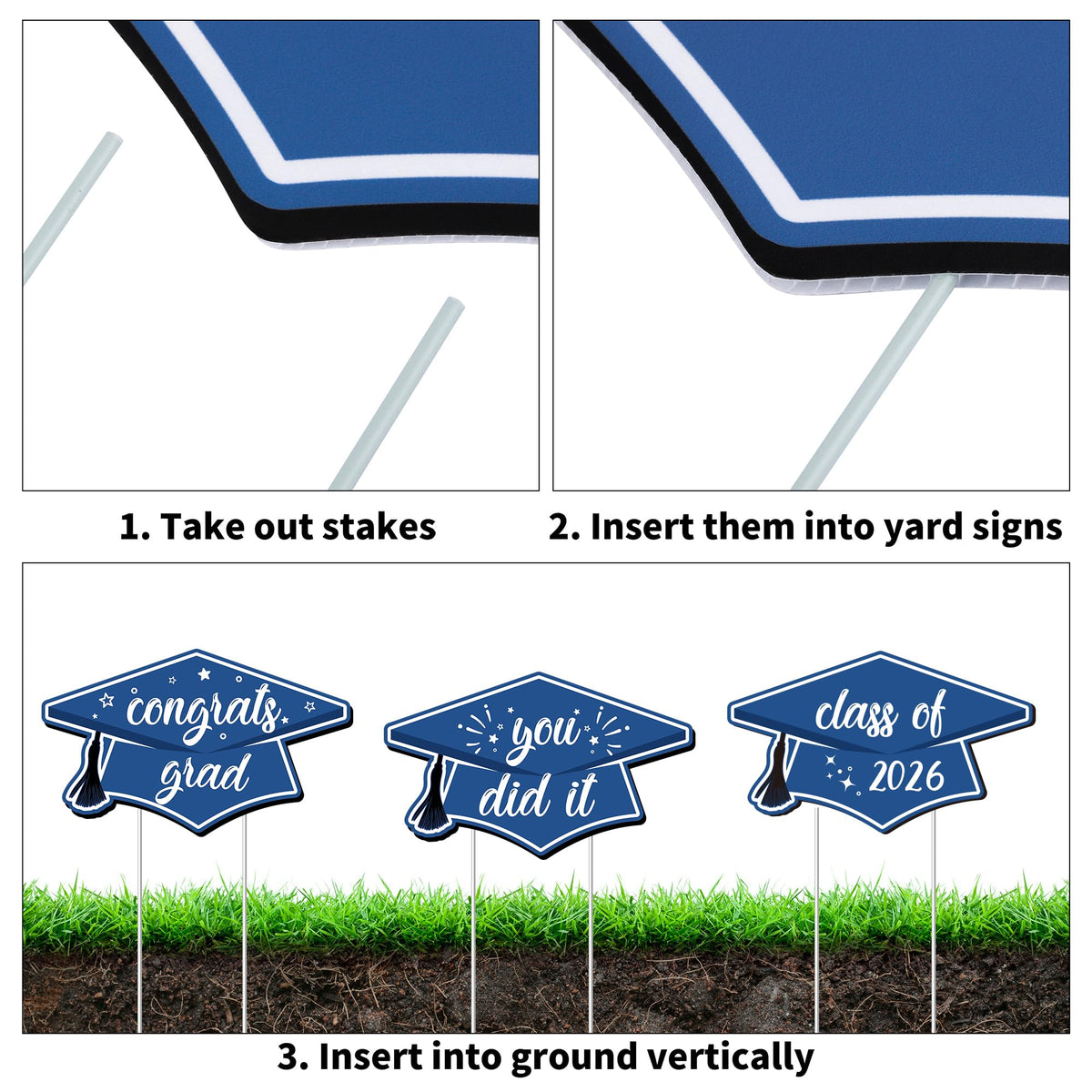 Aneco waterproof grad yard sign ready for outdoor use in rain or shine.