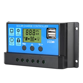 Anern 30A solar charge controller front view showing compact control panel