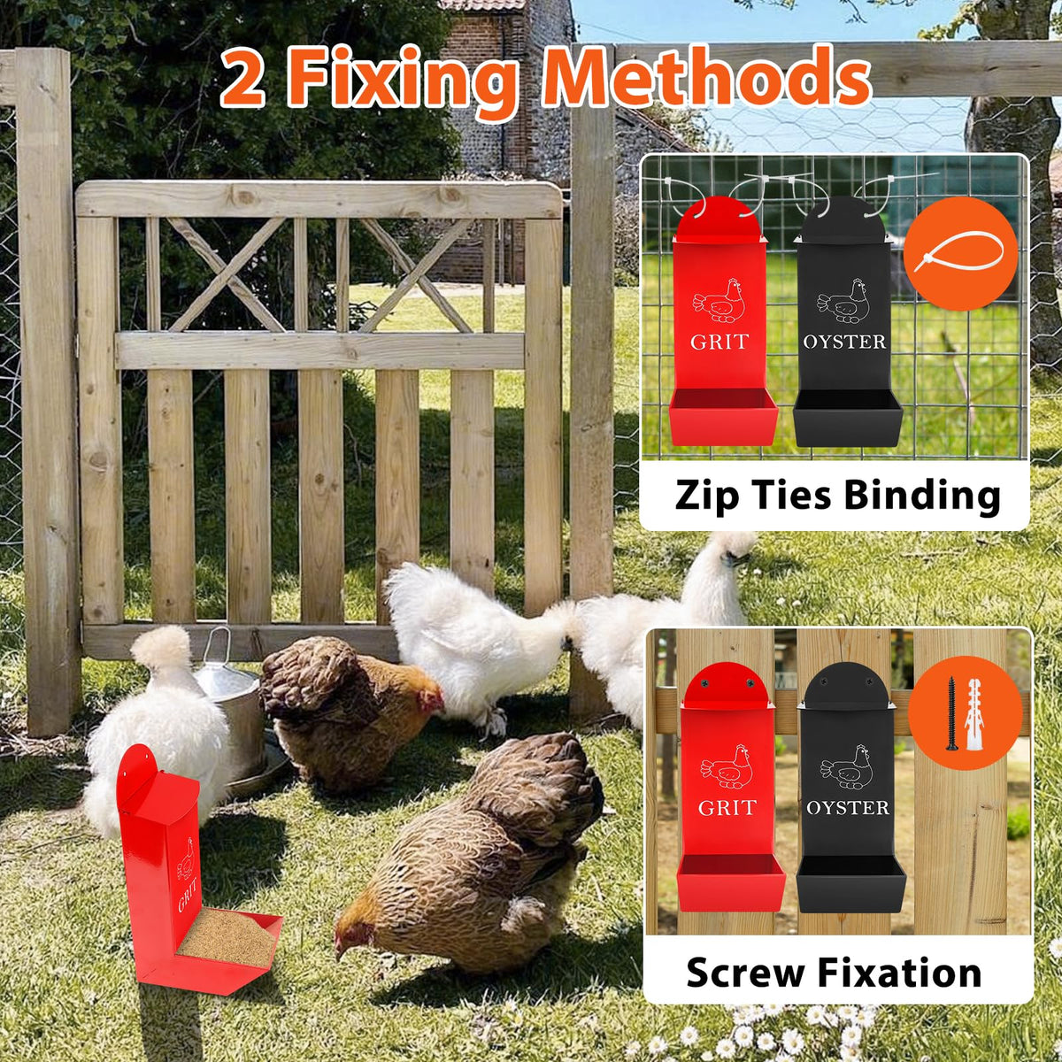 ANGAR 2Pack grit feeder side mount, easy installation for coop walls.