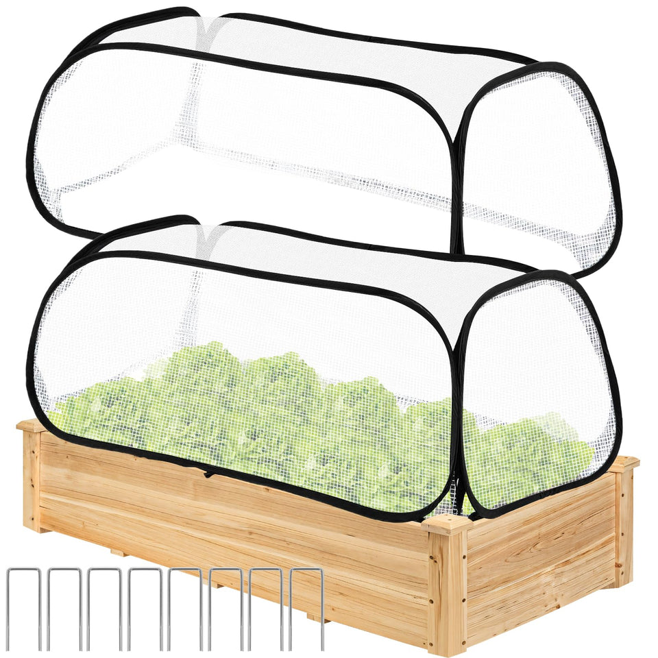 ANGAR 2PACK raised bed cover setup protects seedlings from late frosts.