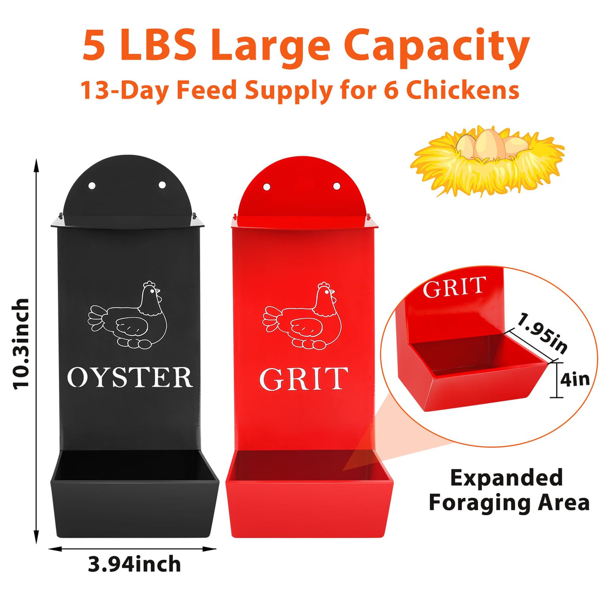 ANGAR oyster shell gravity feeder setup for flexible feeding options.