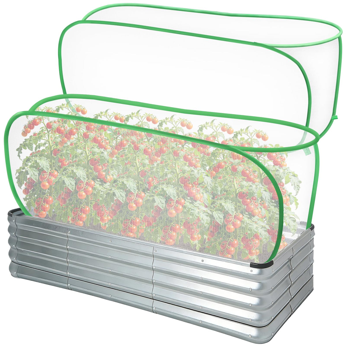 ANGAR two-piece pop-up garden netting cover protects raised beds while allowing sunlight