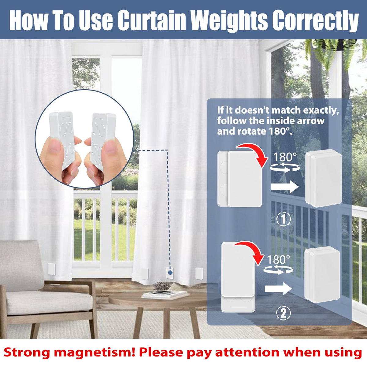ANGAR installation on balcony curtains shows tool-free attachment.