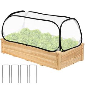 ANGAR garden cover on a raised bed protects seedlings from cold air.