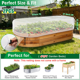 ANGAR garden netting spread over a 4x2 bed showing protective coverage