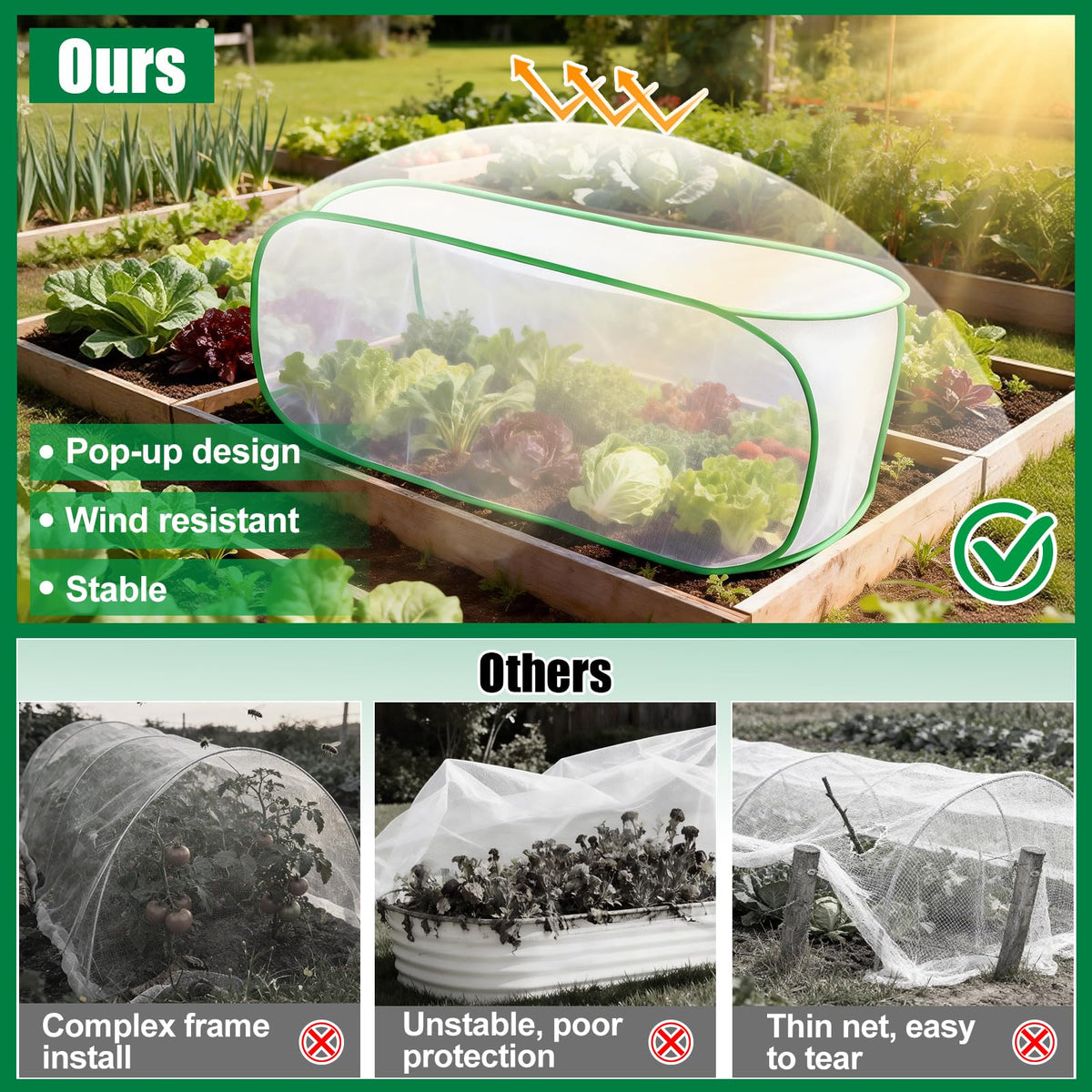 ANGAR HDPE garden netting is durable yet lightweight for easy handling