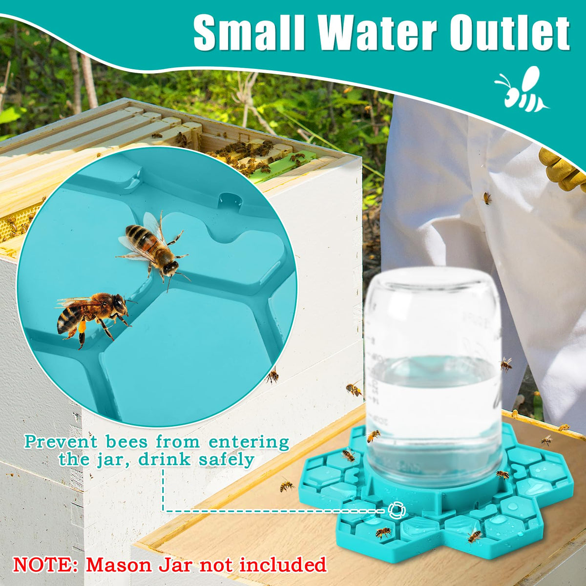 ANGAR hexagonal groove design provides stable resting surface for bees.