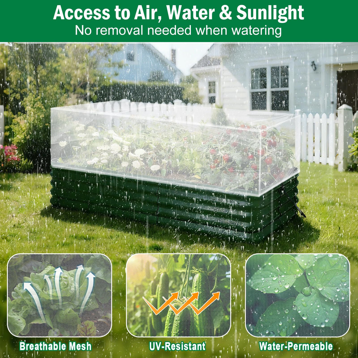ANGAR netting over patio containers demonstrates versatile garden protection