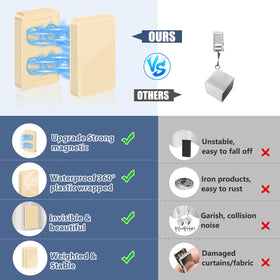 ANGAR single-sided magnet illustrates easy, non-sticking curtain control