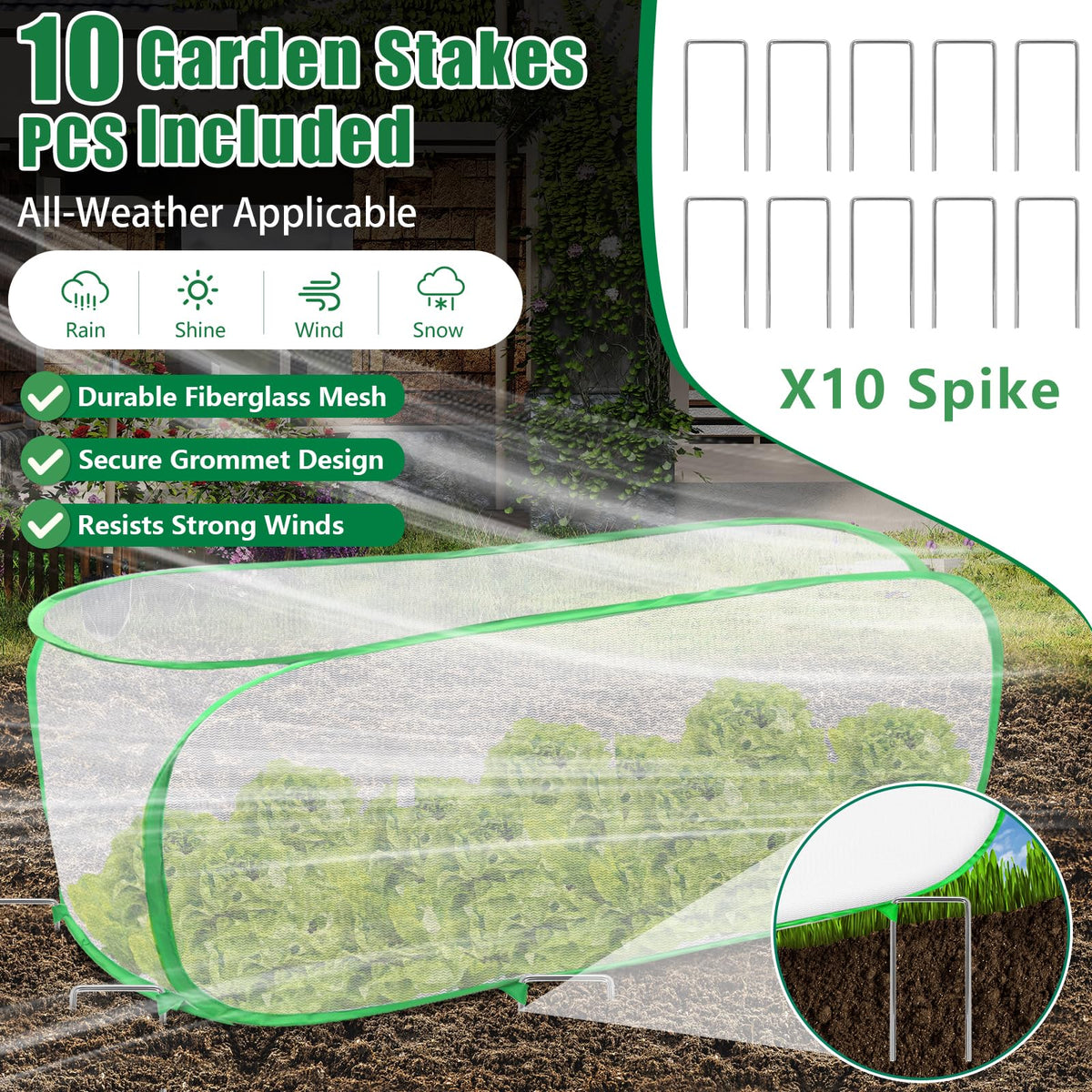 ANGAR 47x23.6in netting ensures airflow and rainfall penetration for plant health