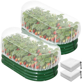 ANGAR raised bed netting with drawstring closure protecting crops while allowing airflow