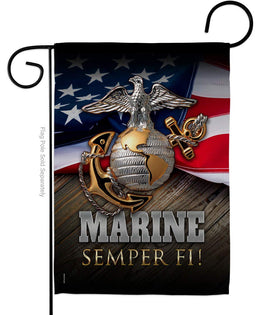 Angeleno Heritage Marine Semper Fi flag front view shows bold military motif for outdoor pride
