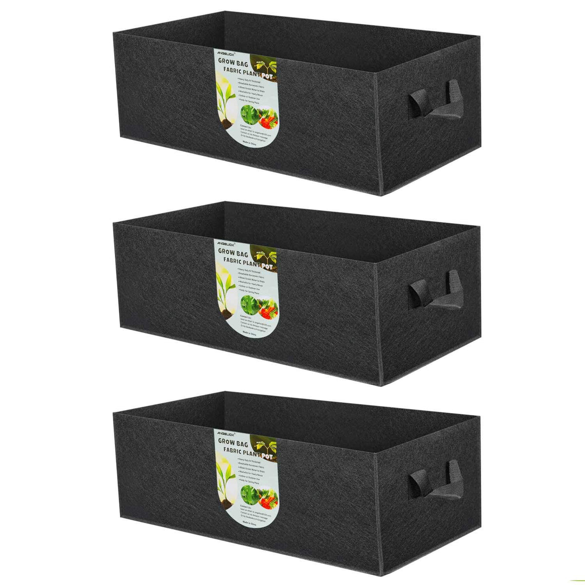 Angeliox 3-pack grow bags in 10 gallon size ready for balcony gardening.
