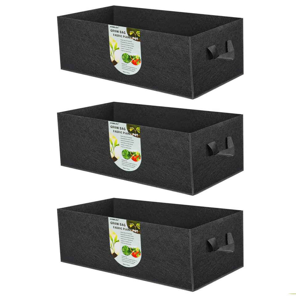 Angeliox 3-pack grow bags in 10 gallon size ready for balcony gardening.