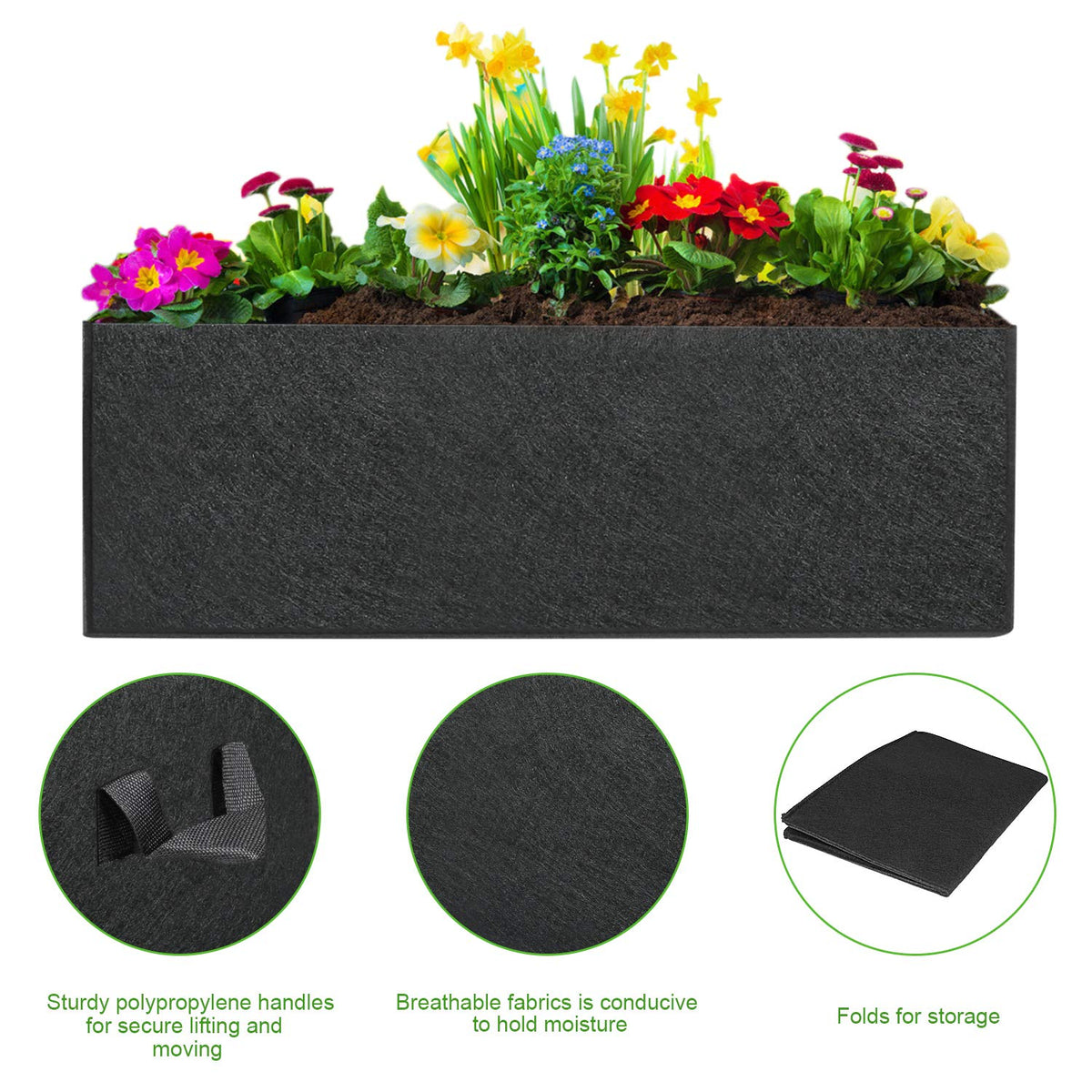 Angeliox grow bags suitable for indoor and outdoor use on patios and balconies.