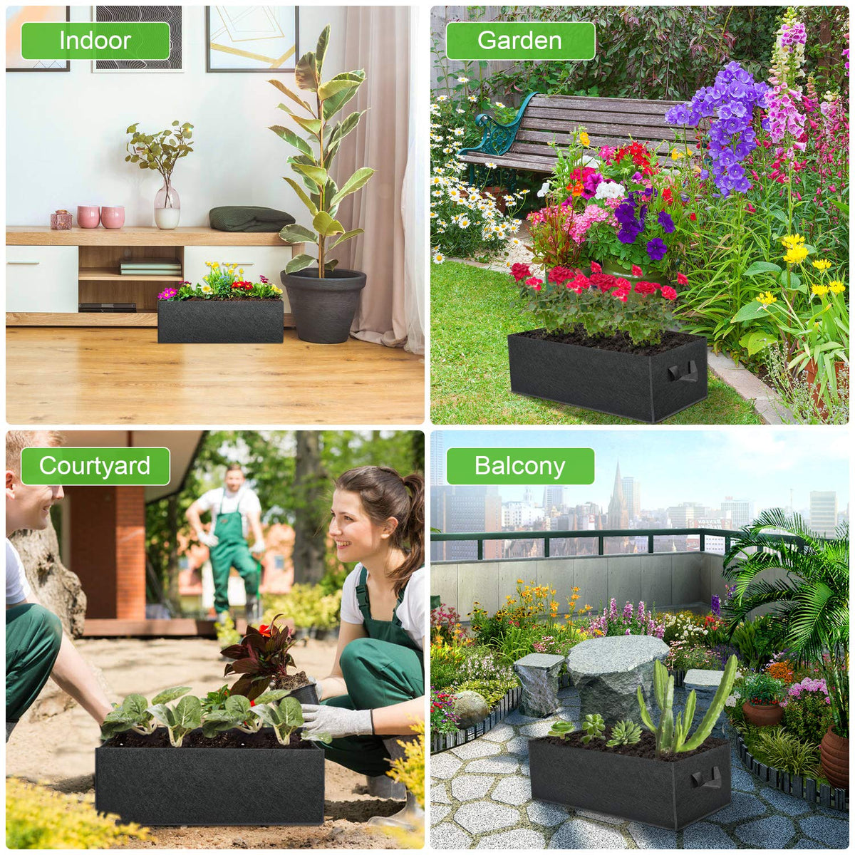 Angeliox washable and reusable garden pots for seasonal planting.