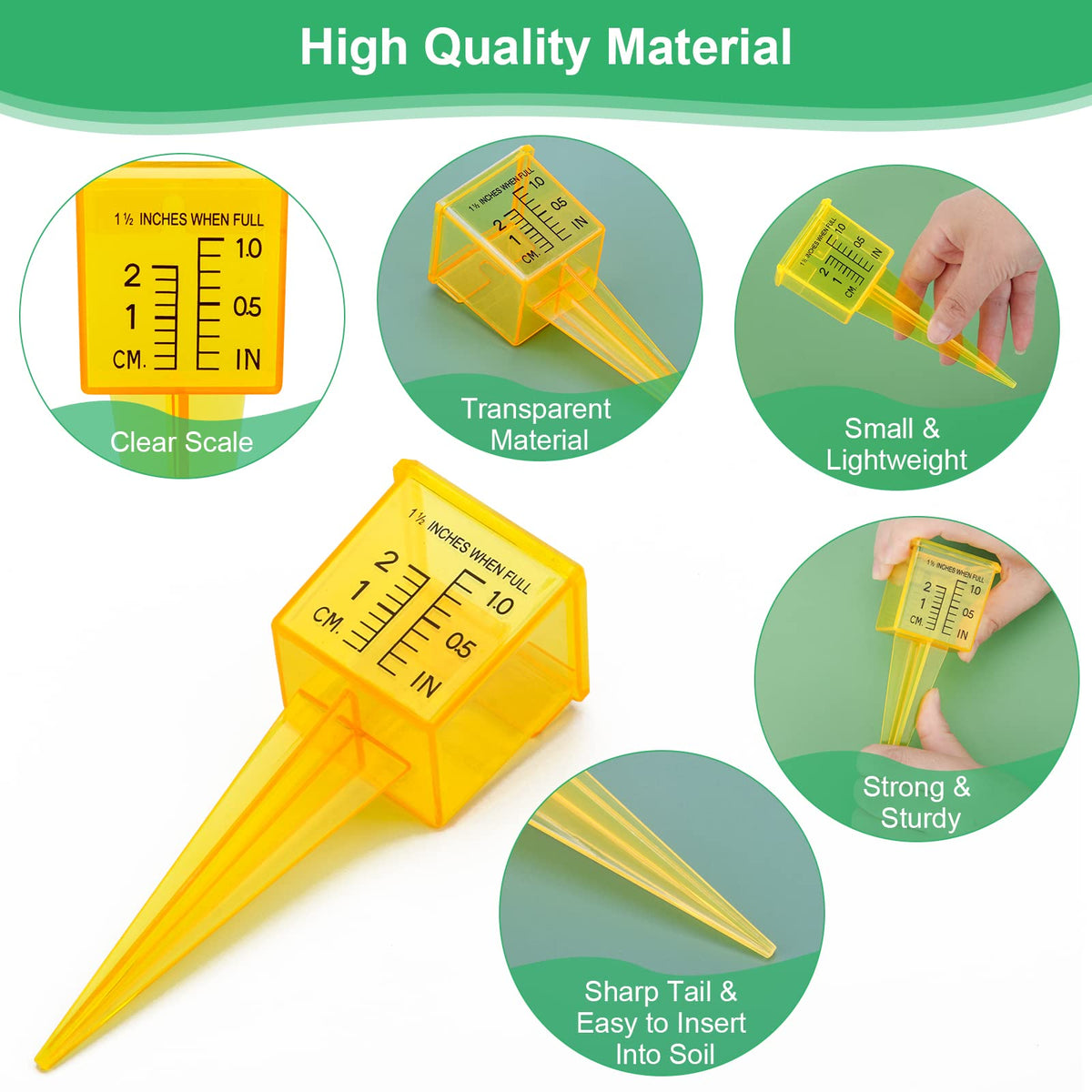 Anglekai yellow outdoor rain gauge visibility in garden